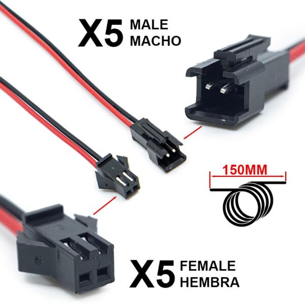 Conector SM de 2 pinos com cabo 22 AWG - 5M/5H