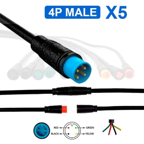 Conector à prova d'água 8mm 4 pinos - 5M