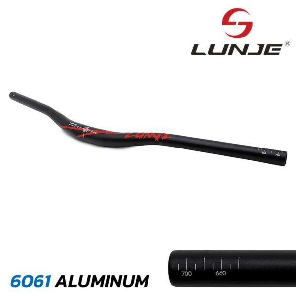 Guidão de 720mm com elevação de 25mm preto-vermelho
